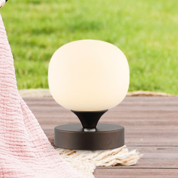 Owen 6.13" Bohemian Farmhouse Iron Rechargeable Integrated LED Table Lamp - JONATHAN Y